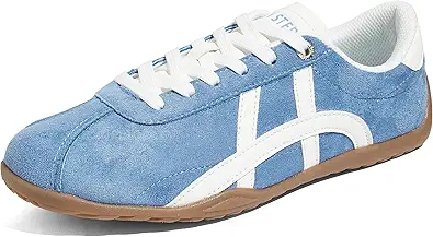 LUCKY STEP Women's Casual Walking Shoes Thin Sole Low Profile Suede Sneakers