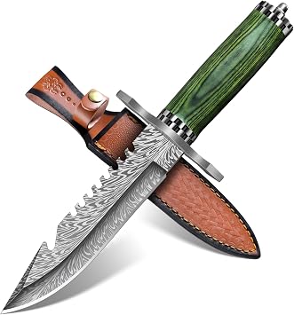 Purple Dragon Fixed Blade Knife with Sheath - Camping Knife Sawback Spine