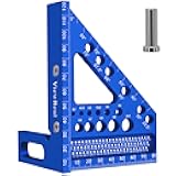 ViewReal Aluminum Carpenter Square with 3D Multi-Angle Layout Measuring Ruler - Upgraded Pin Pivot Design for Secure Storage, Woodworking Squares Compact Woodworking Tool(Metric)