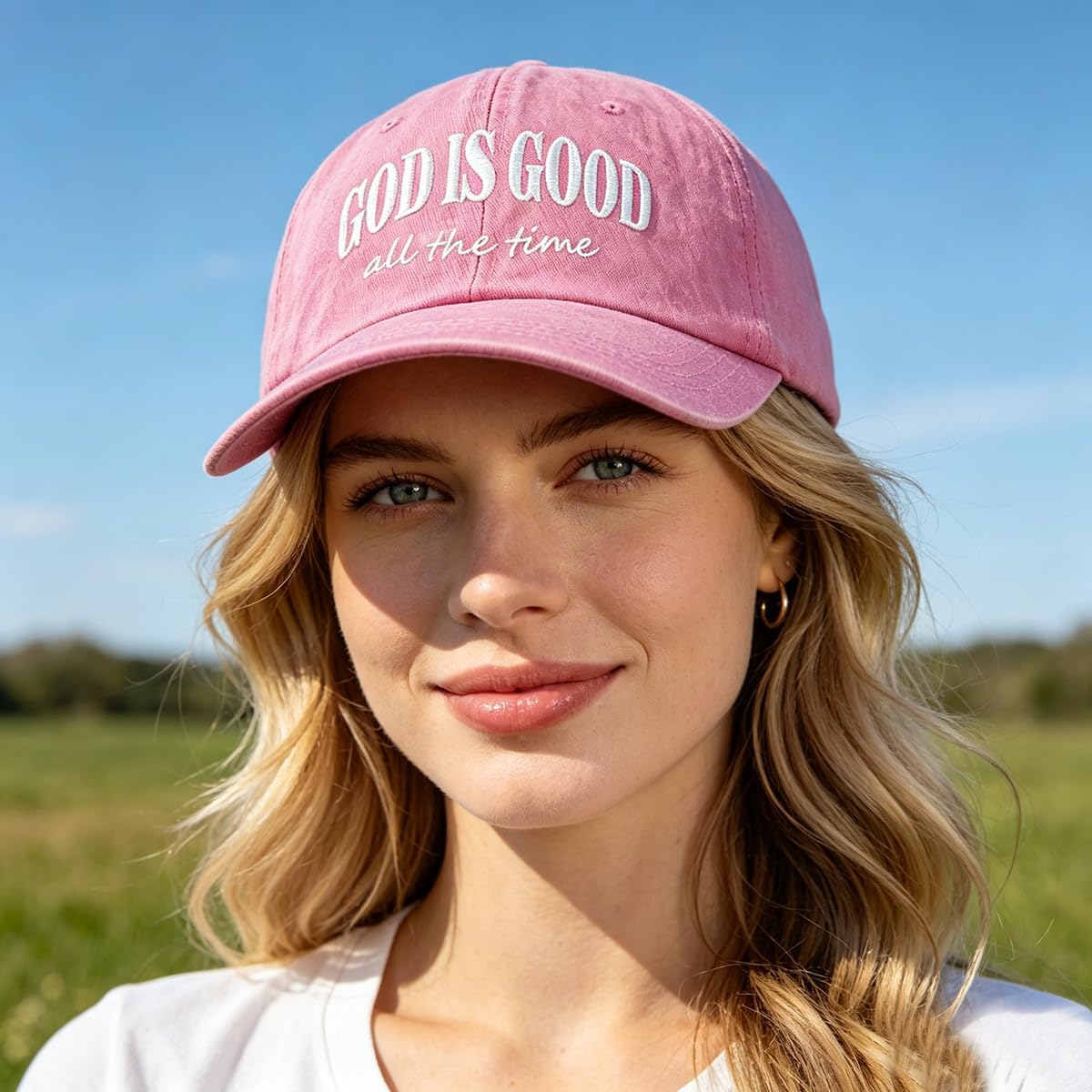 God is Good All The Time Hat for Men Women, Adjustable Cotton Embroidered Jesus Christian Faith Baseball Cap