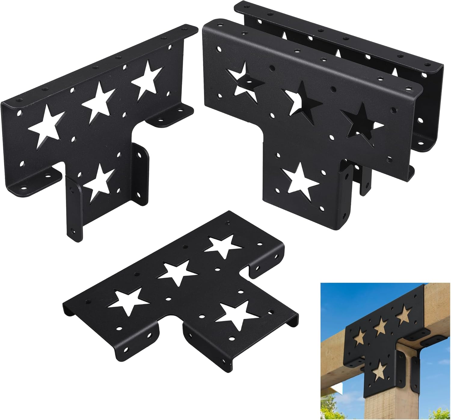 Wpbhk 4Pcs Heavy Duty Pergola Corner Brackets Extension 3