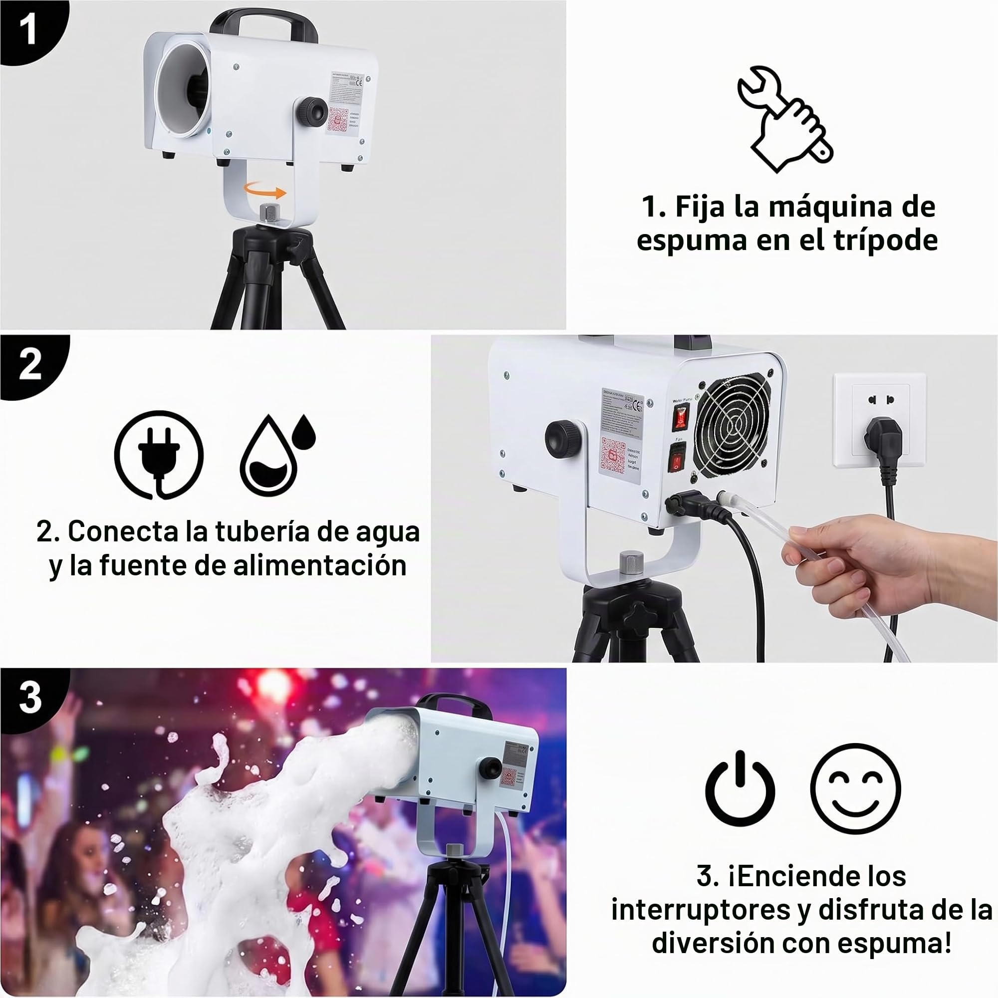 PILIN Máquina de espuma de 600 W para fiestas, cañón eléctrico de espuma para interiores y exteriores, máquina de espuma de burbujas resistente para bodas, festivales y eventos