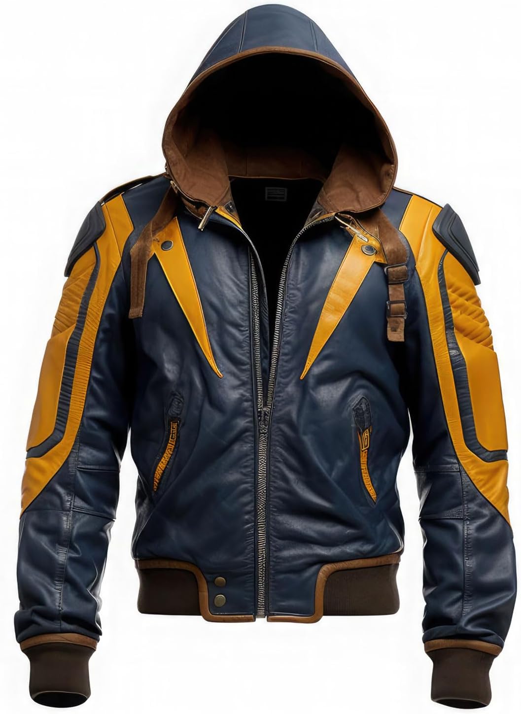 Men’s Genuine Sheepskin Hooded Racer Leather Jacket