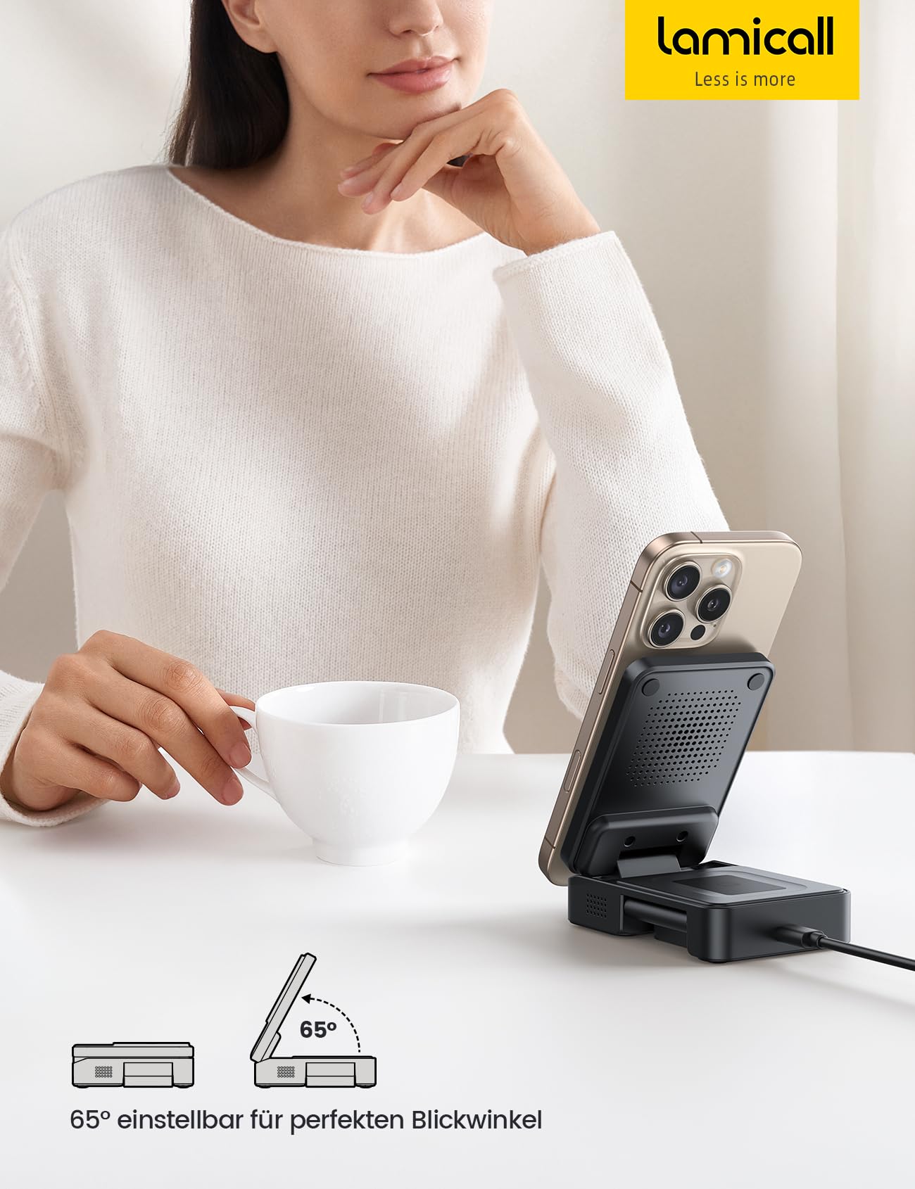Lamicall 3 IN 1 Ladestation für MagSafe Ladegerät - [Faltbar & Tragbar] Kabellose induktive Ladestation Apple Watch und iPhone, Reisen Wireless Charger für iPhone 17/16/15/14 Pro Max Plus Air, AirPods