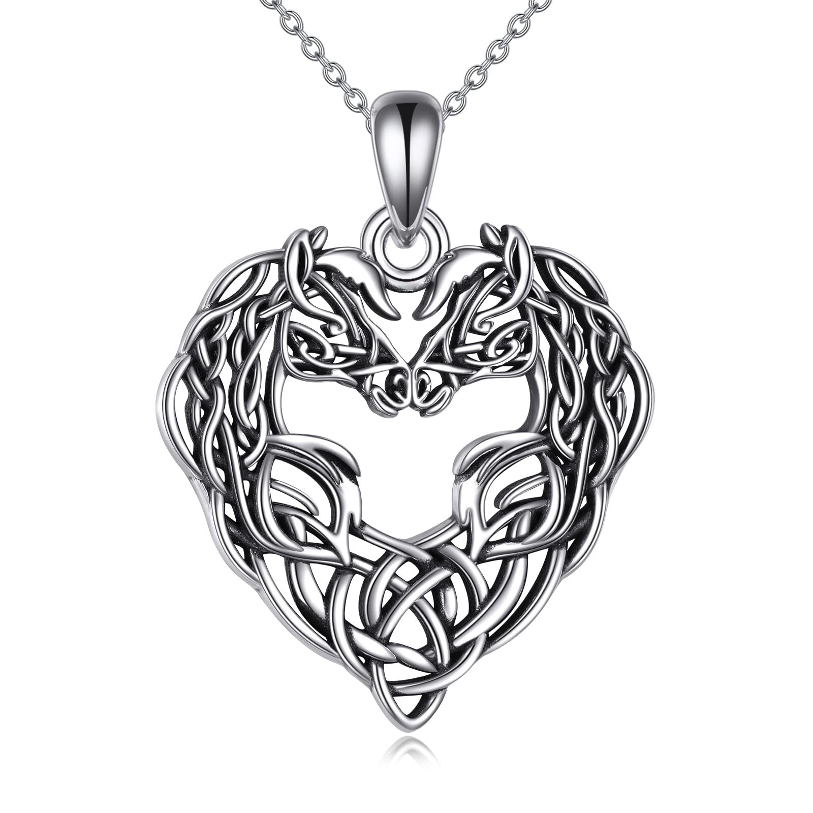 Collana con cavallo e nodo celtico in argento sterling 925