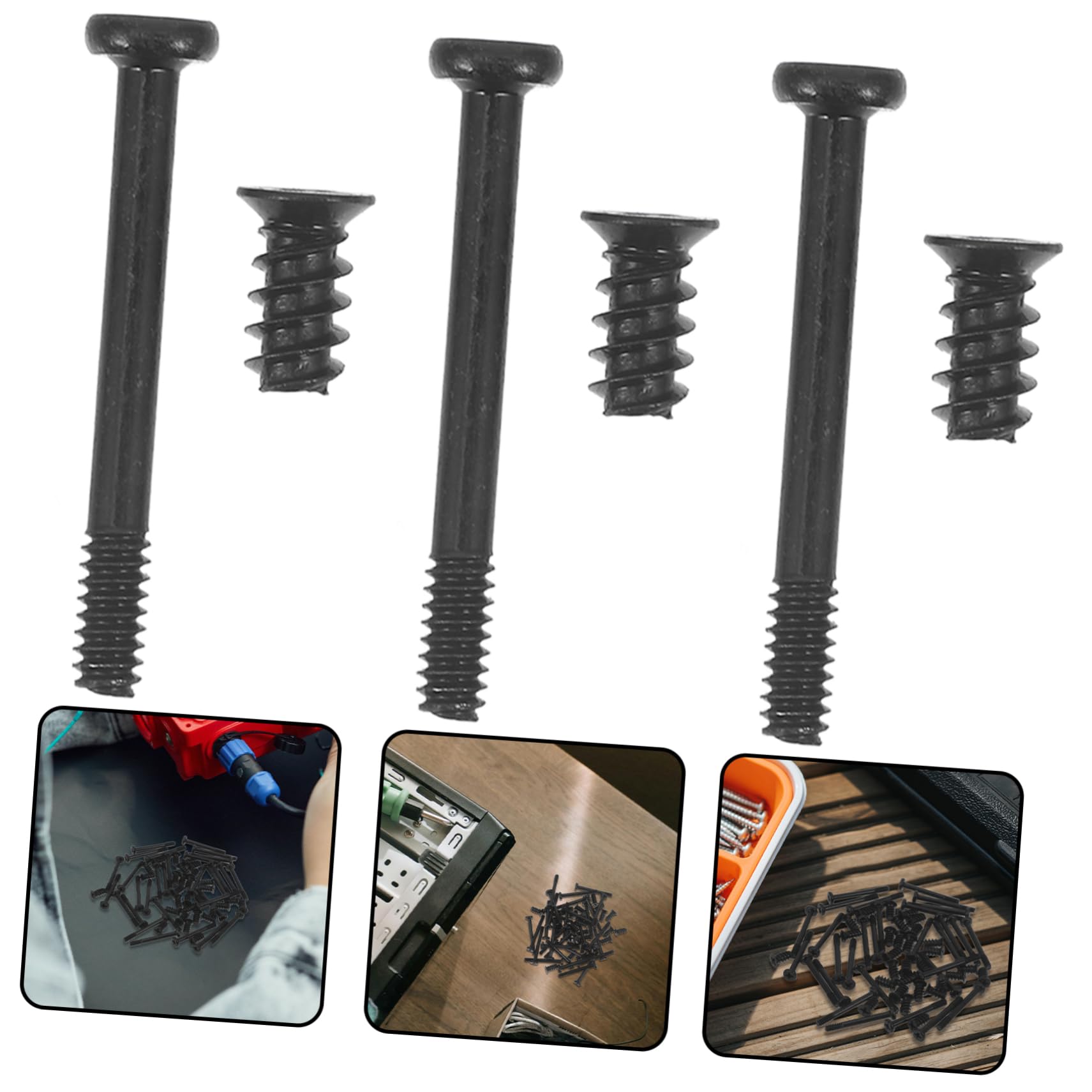 HONMEET 60Pcs Case Fan Screw Set Long Short Black Flat Head Tapping Screws for Computer Chassis Fans Supplies for Cooling Systems