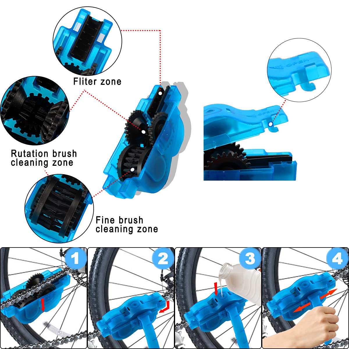 Kit Pulizia Catena Bici Professionale - Lavacatena Con Spazzole, Per MTB E Bici Da Strada - Foto 12