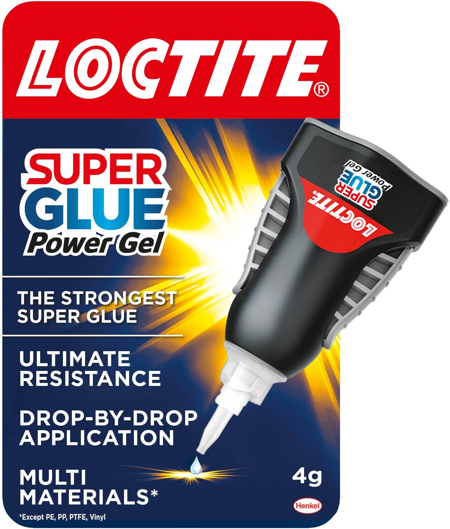 Loctite Super Glue Power Gel 1x4g – Clear, Flexible, Non-Drip Adhesive for Vertical Surfaces & Precise Repairs on Wood, Rubber, Leather, Glass & other Materials