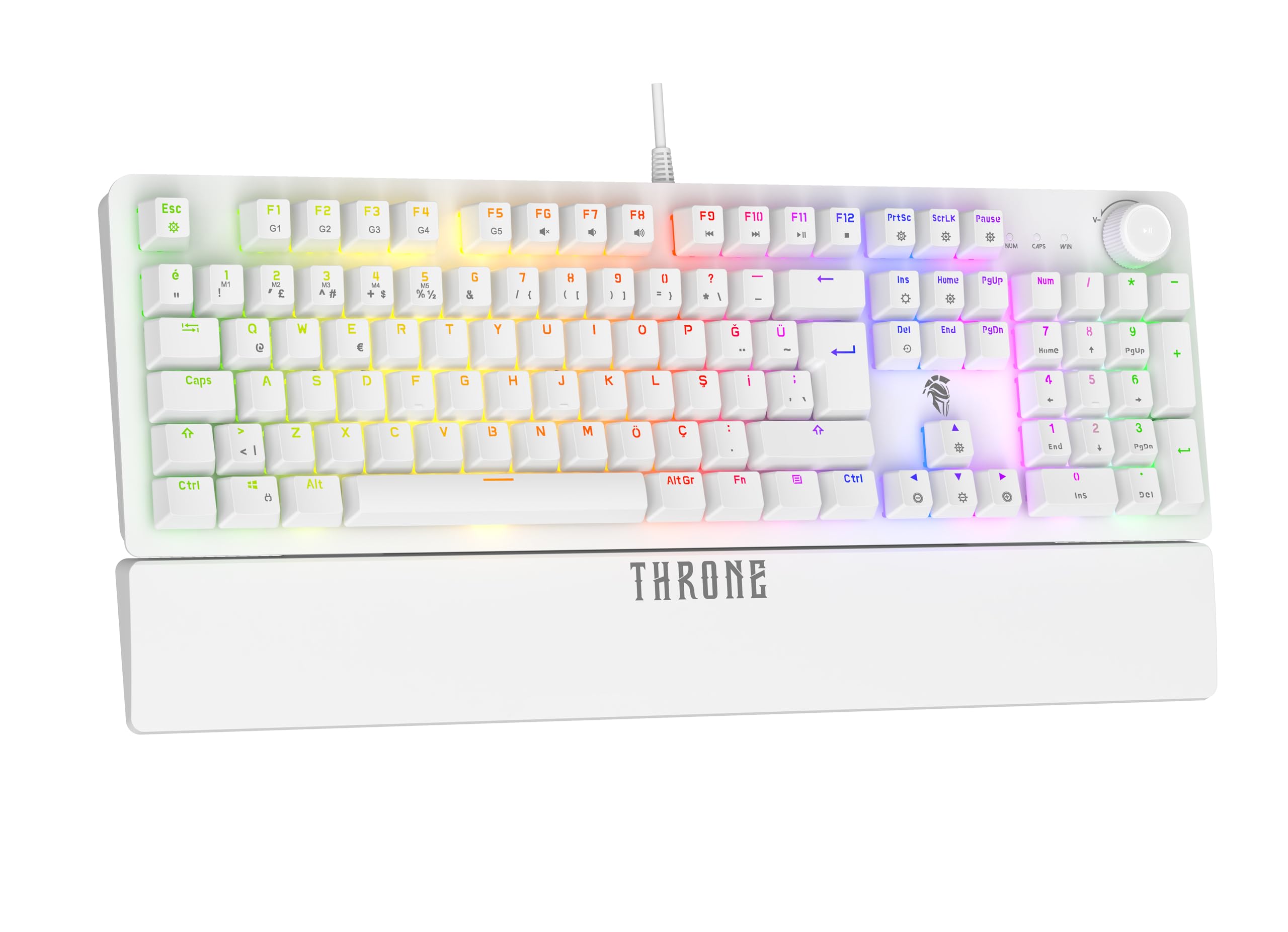 Throne Lumina K1 Chromatic ARGB Işıklandırma - Makro Yazılımlı - Red Switch - Bilek Destekli Mekanik Klavye