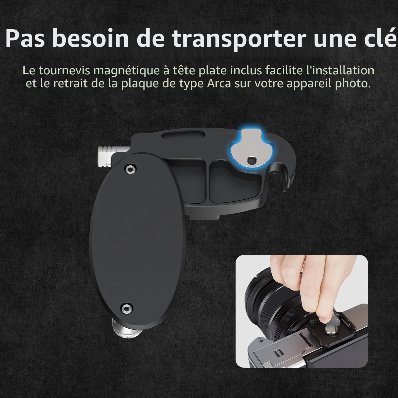 Nitze Clip pour Appareil Photo, Fixation Appareil Photo sur Sac a Dos à Dégagement Rapide Compatible avec GoPro, DSLR Caméra, Clips pour Sangles de Sac à Dos pour Arca-Swiss, Max Payload 30kg - N58A