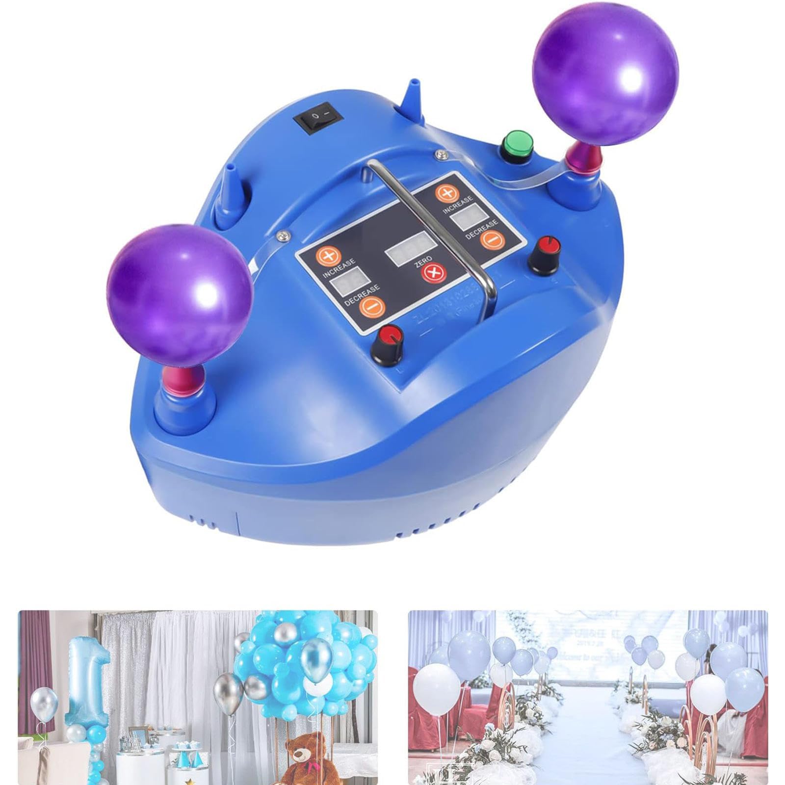 Pompa elettrica portatile per palloncini, gonfiatore a doppio ugello con interruttore a pedale e funzione di conteggio per decorazioni per feste