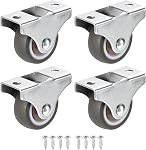 PATIKIL 2" Rigid Fixed Caster Wheels, 4 Pack Silent Plate Casters with M4 Screws Total Load Capacity 132 Lbs for Furniture Workbench Cart Trolley One Direction Rolling, Brown