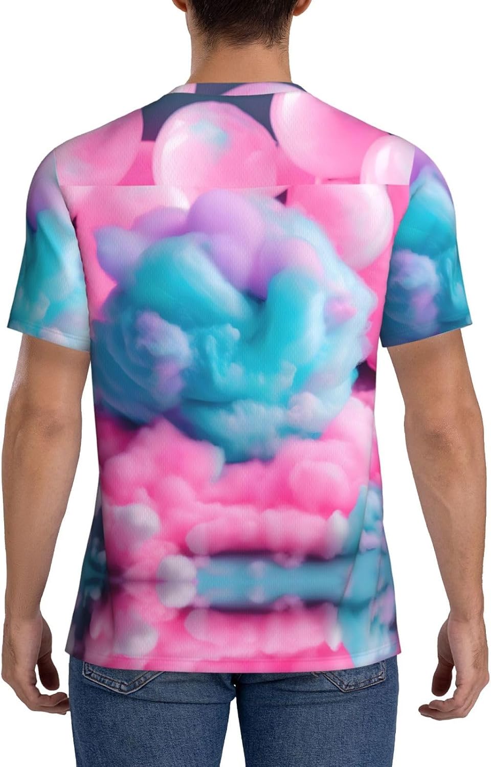 Pink Cotton Candy Rugby Football Jersey for Men, Comfortable V-Neck Loose Fit Top for Team Sports Athletics