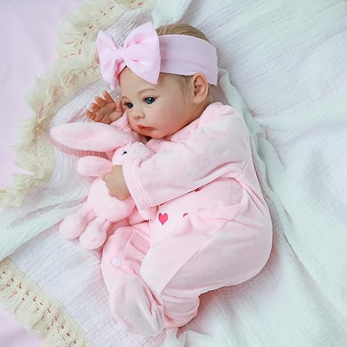 Vista 9 de Muñecas de bebé Reborn – Muñeca realista de 18 pulgadas, muñecas de bebé de la vida real con bonito cuerpo de vinilo suave, muñeca de bebé real