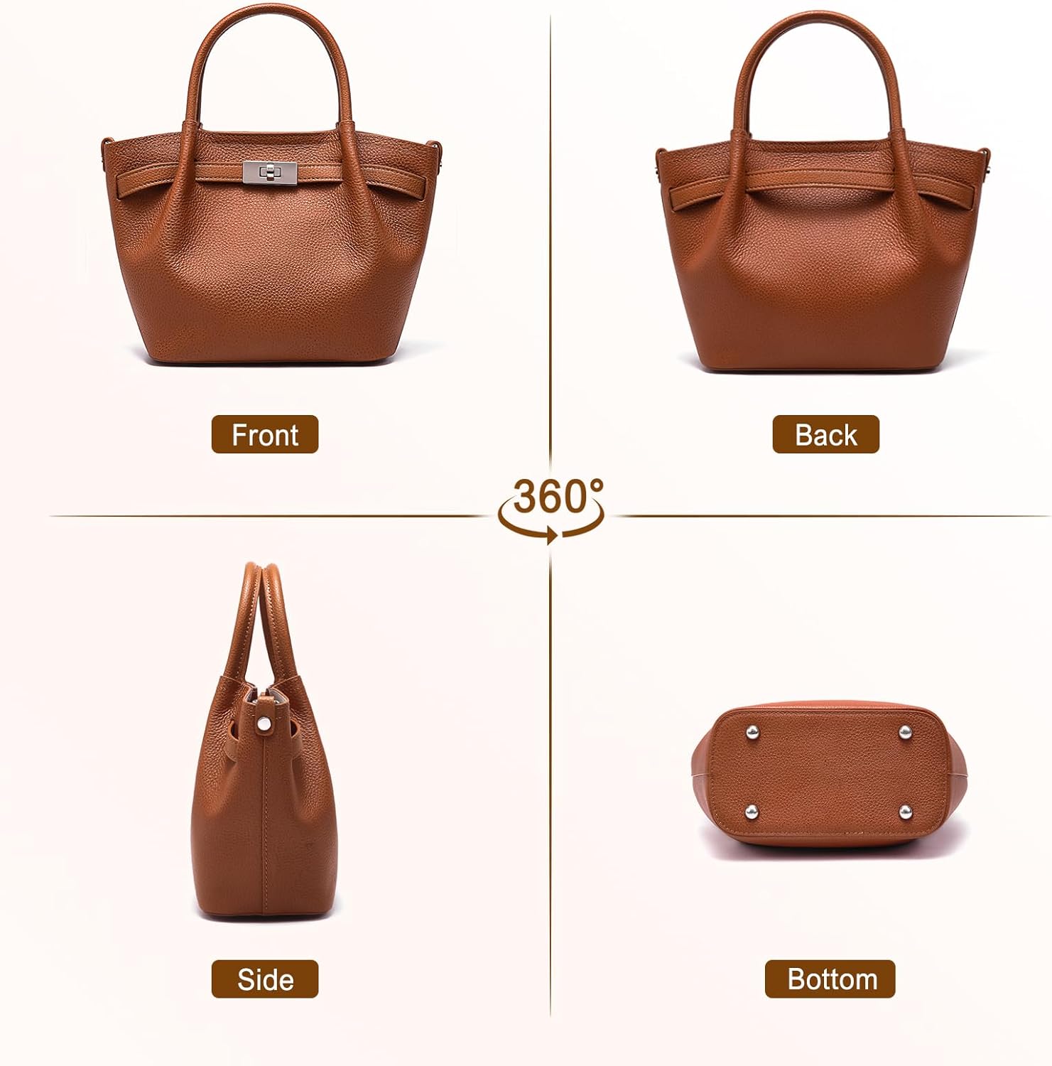 Genuine Leather Bucket Bags for Women: Small Tote Purses for Ladies Luxury Designer Crossbody Satchel Handbags - Image 6