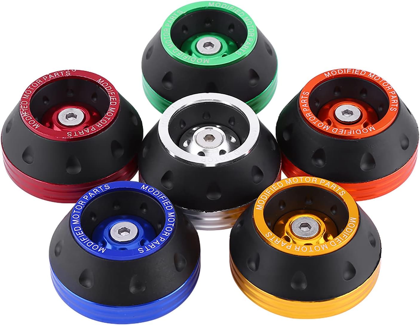 Joyzan Fork Frame Sliders, Motorcycles Front Rear Forks Wheel Anti Crash Pad Protector CNC Aluminium Alloy Motorbike Slid Falling Protection Universal Protective Caps for Moped Scooters 1 Pair Sliver