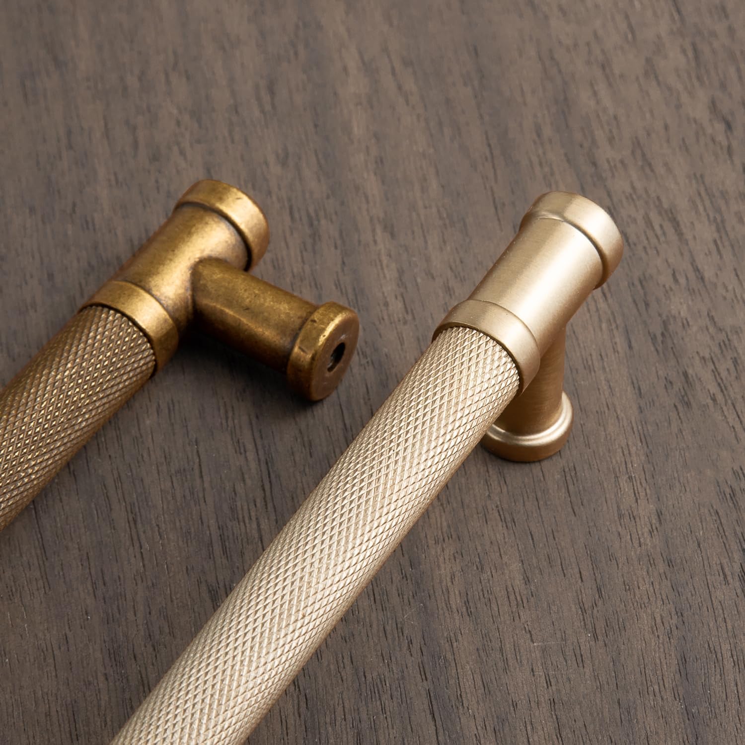 Goo-Ki 6 Pack Knurled Cabinet Pulls Antique Brass Drawer Pull, 12.6 Inch c-c Knurled Vintage Brass Dresser Pulls Bar Cabinet Handles Kitchen Appliance Hardware