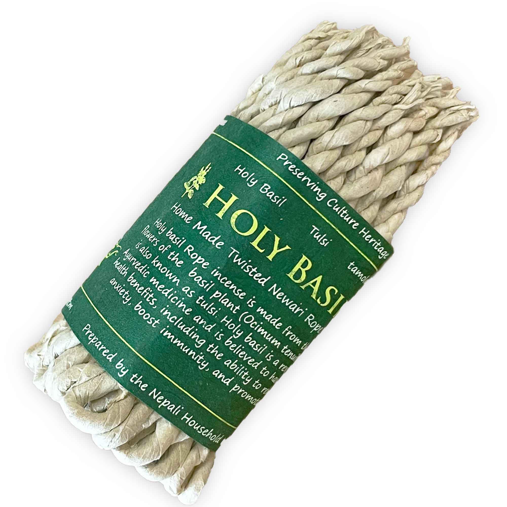Himalayan Herbal Incense Rope, Traditional Handmade Temple Rope Incense, Natural Aromatic (Holy Basil Rope Incense)