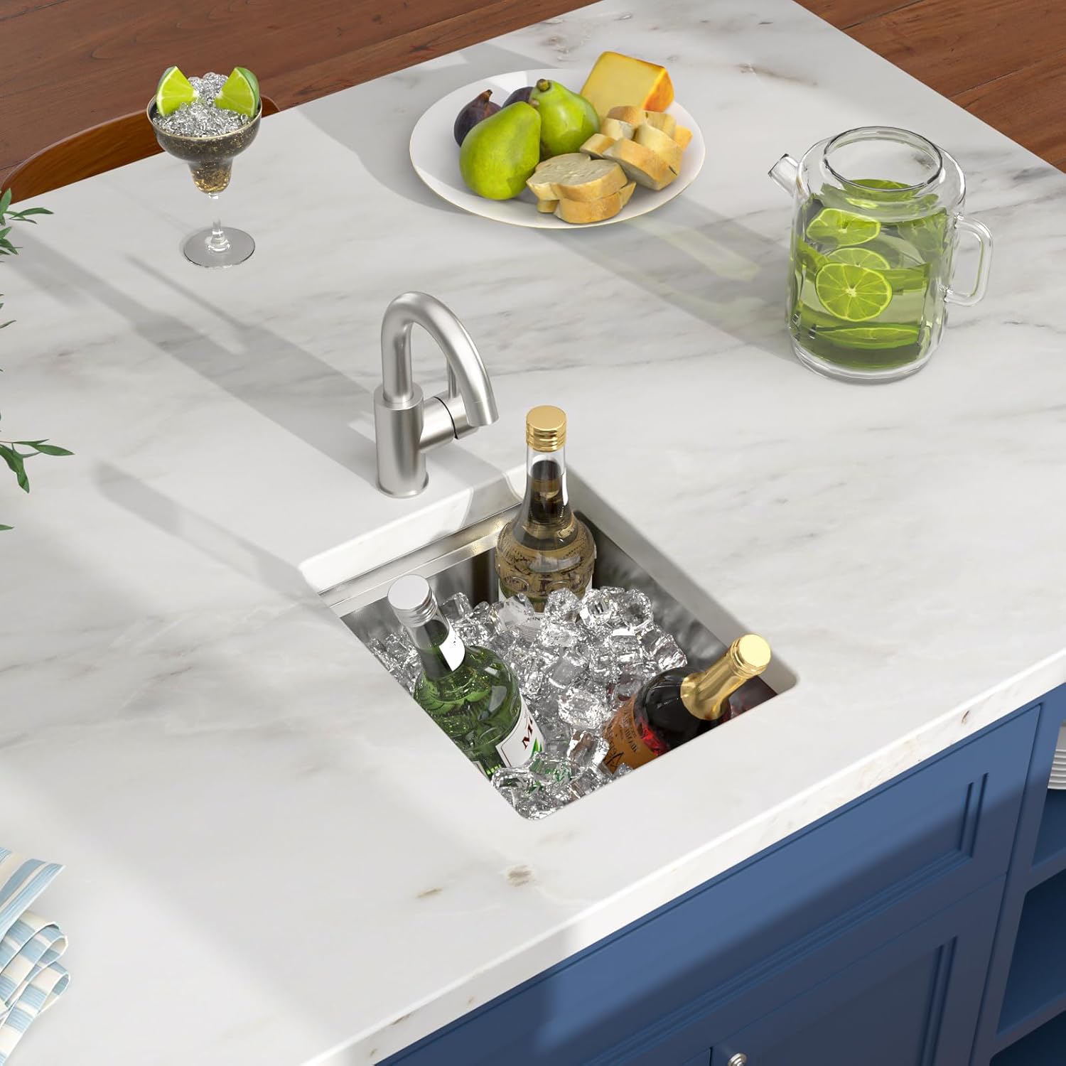12x15 Inch Undermount Wet Bar Prep Sink Small Workstation Kitchen Sink, Single Bowl 16 Gauge Stainless Steel for RV, Camper Van, Outdoor Kitchen, Basement Bar, or Laundry Room