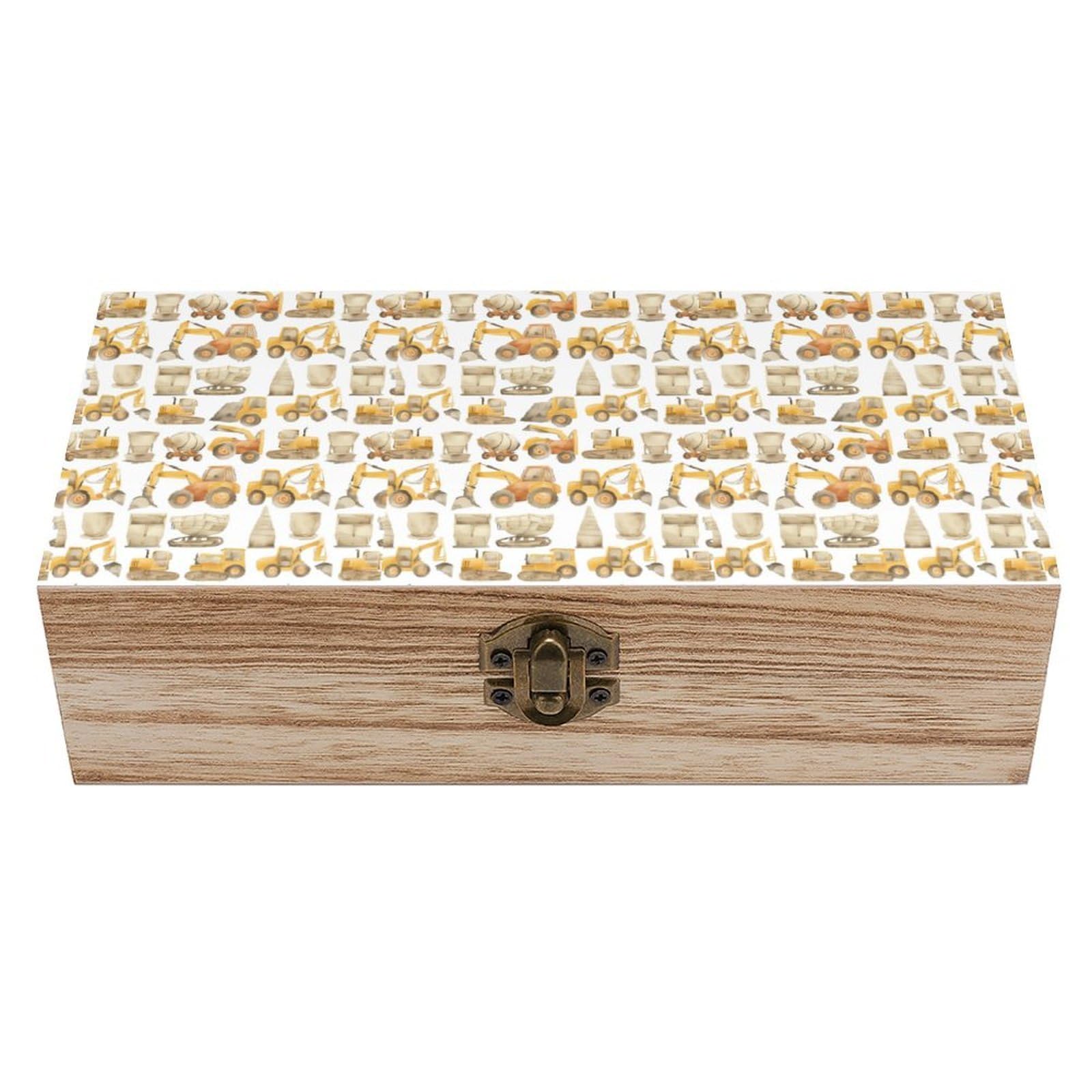 Construction Vehicles Wooden Storage Vintage Keepsake Decorative Boxs