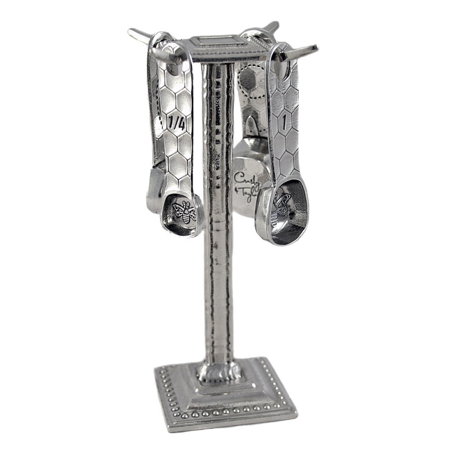 Crosby & Taylor Honey Bee Pewter Measuring Spoons with Display Post