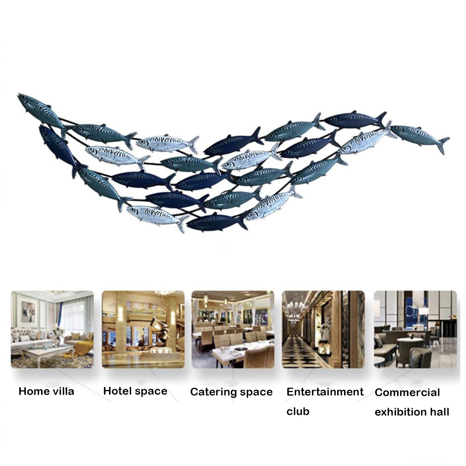 Sztuka dekoracji ścian i metali 3D Ocean Metal Fish Wall Art Decor, Abstrakcyjna Rzeźba Ścienna Ryba, Ręcznie Robione Wiszące Ozdoby Dekoracja Do Salonu/Sypialni