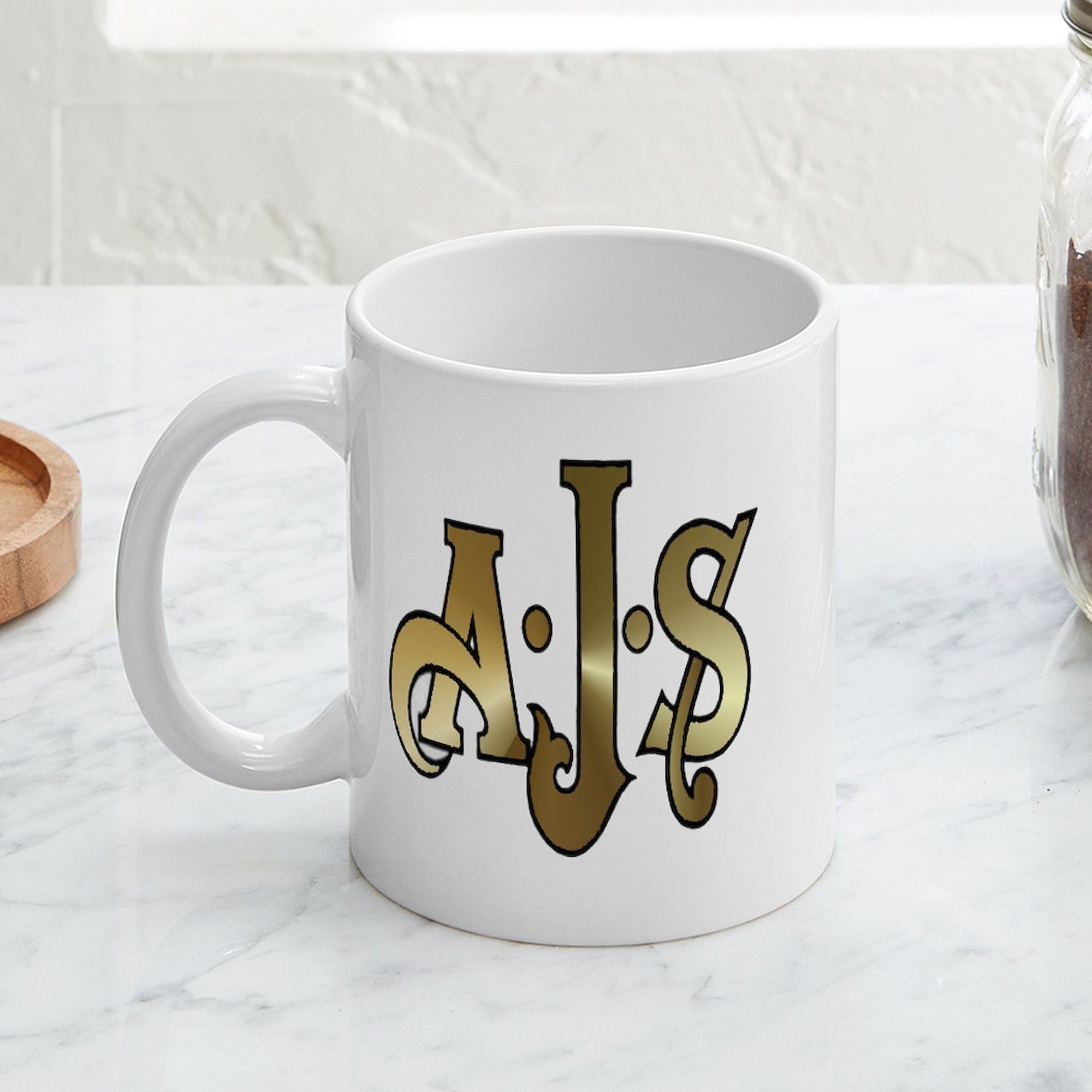 Amazon.com | CafePress AJS Mug 11 oz (325 ml) Ceramic Coffee Mug: Coffee  Cups & Mugs