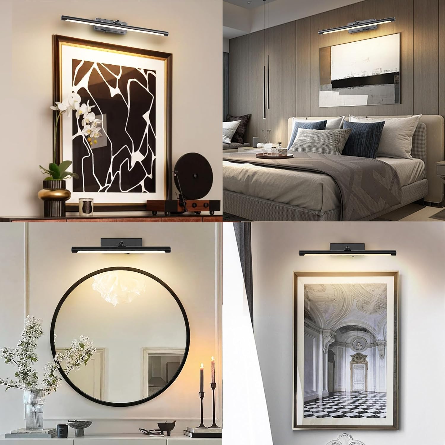 Picture Light for Wall Battery Operated, 20" Rechargeable Art Light with Remote and Timer for Painting, 9000mAh Wireless Wall Light for Display, Artwork, Portrait, Gallery, Black