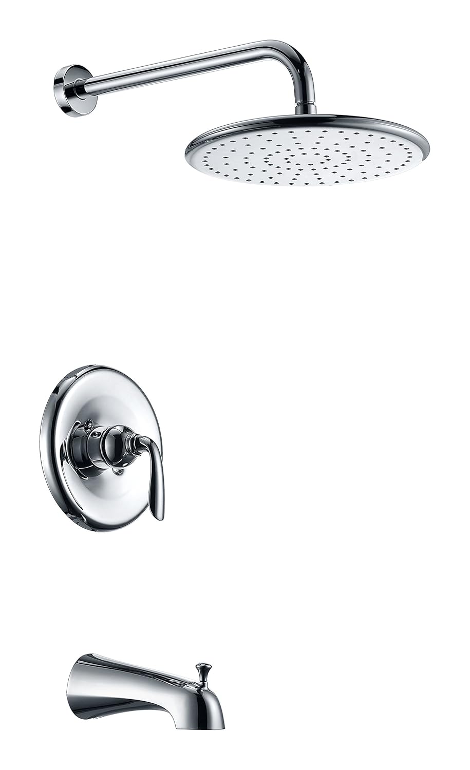 ANZZI Meno Luxury Single Handle Wall Mounted Shower System in Polished Chrome, Round Rain Shower Head, Modern Valve and Tub Faucet Combo Set for Bathroom (SH-AZ032)