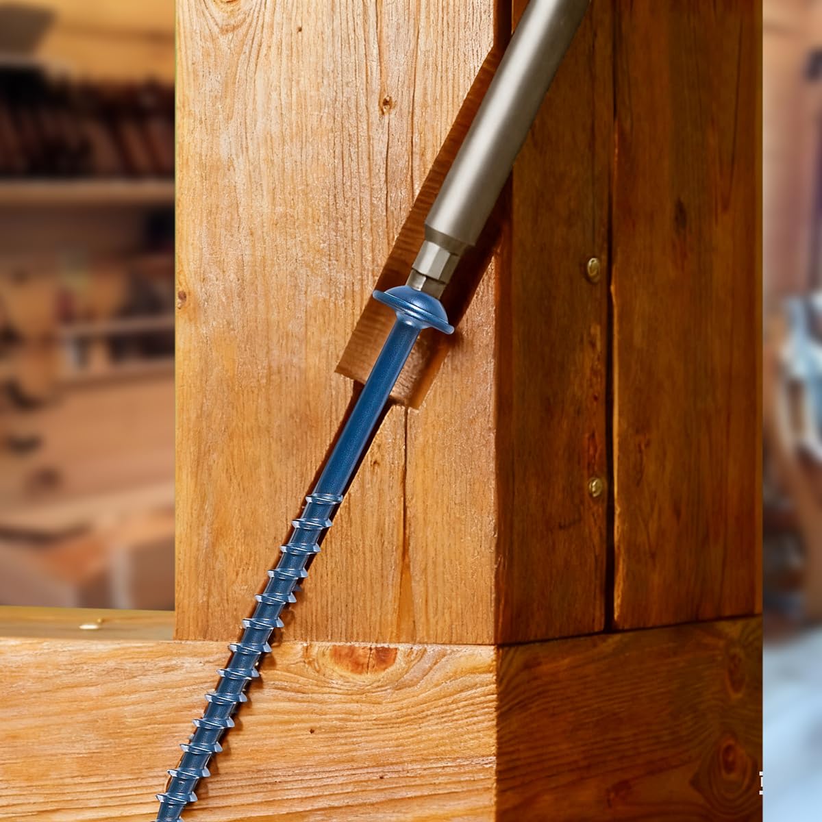 100 PCS(0.51 lb), #8 x 1-1/4 Pocket Hole Screws, Exterior Pocket Screw 1-1/4 inch, Coarse Thread, Square Drive, Washer Head, Rust Resistant, 150MM Drive Bit Included - Image 3