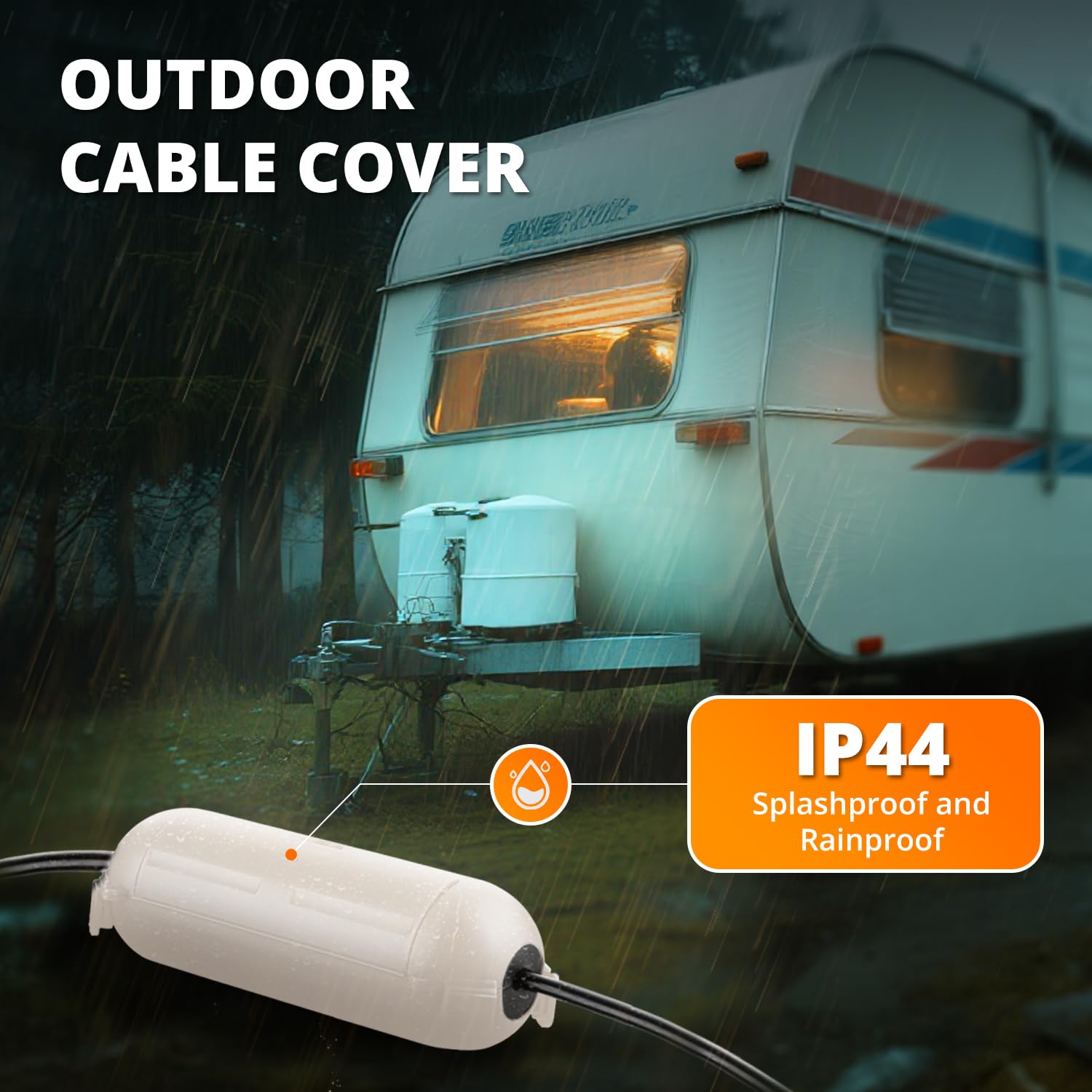 QUOBAS 5 Pack Outdoor Electrical Box, Waterproof Extension Cord Cover，Weatherproof Connection Box with Sealing Gasket for Outlets, Plugs, Christmas Lights & Power Tools，Almond