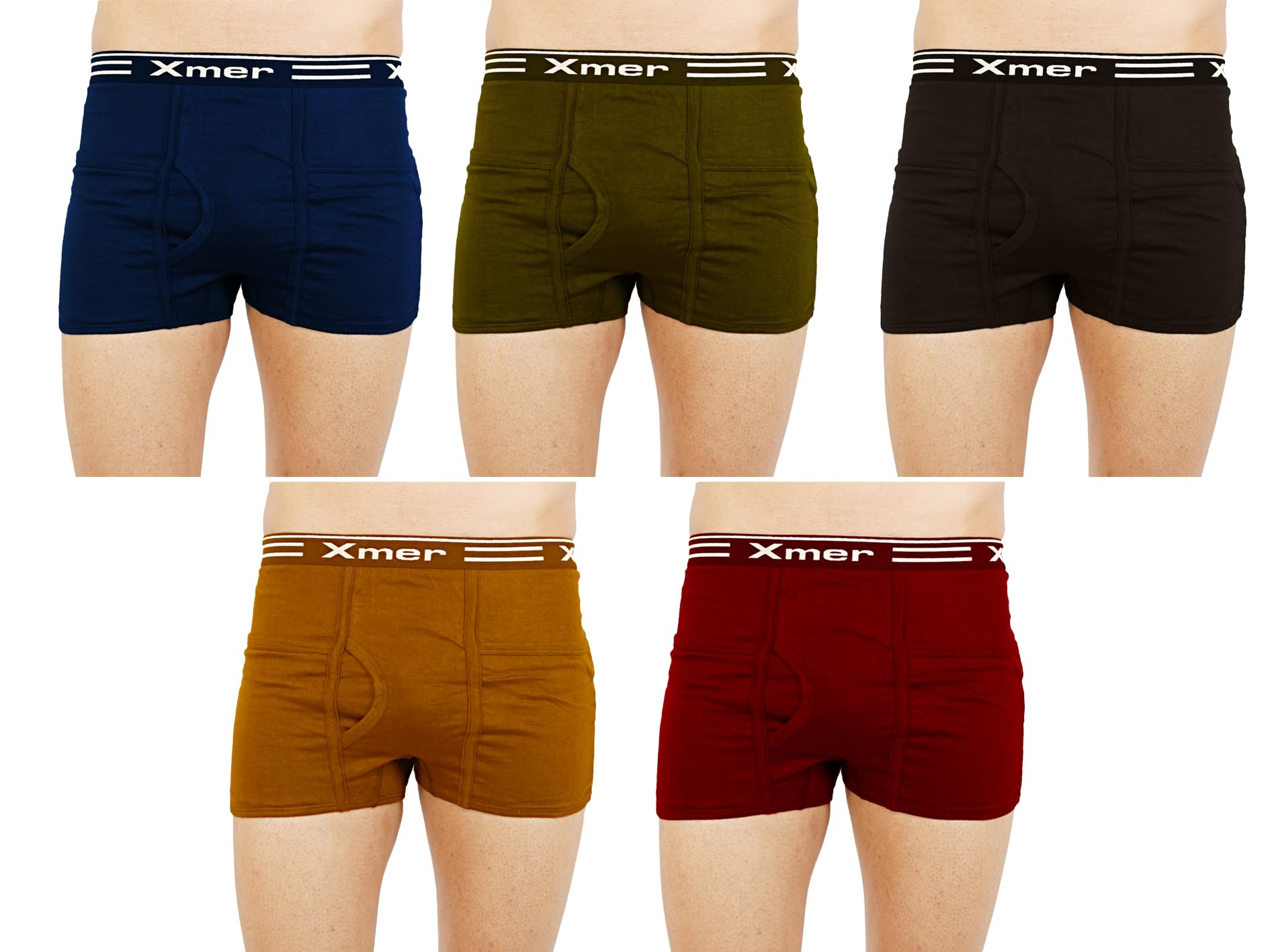 xmer Men's Soft Cotton Premium Polo OE Pocket Trunks (Multicolor_Medium, Set of 5) (Large, 5)-picture-42