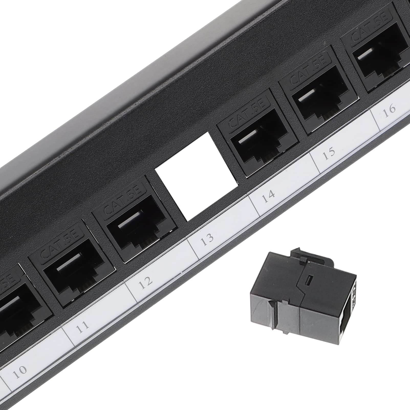 Panneau de Brassage Cat5e 24 Ports Noir en Plastique pour Câblage