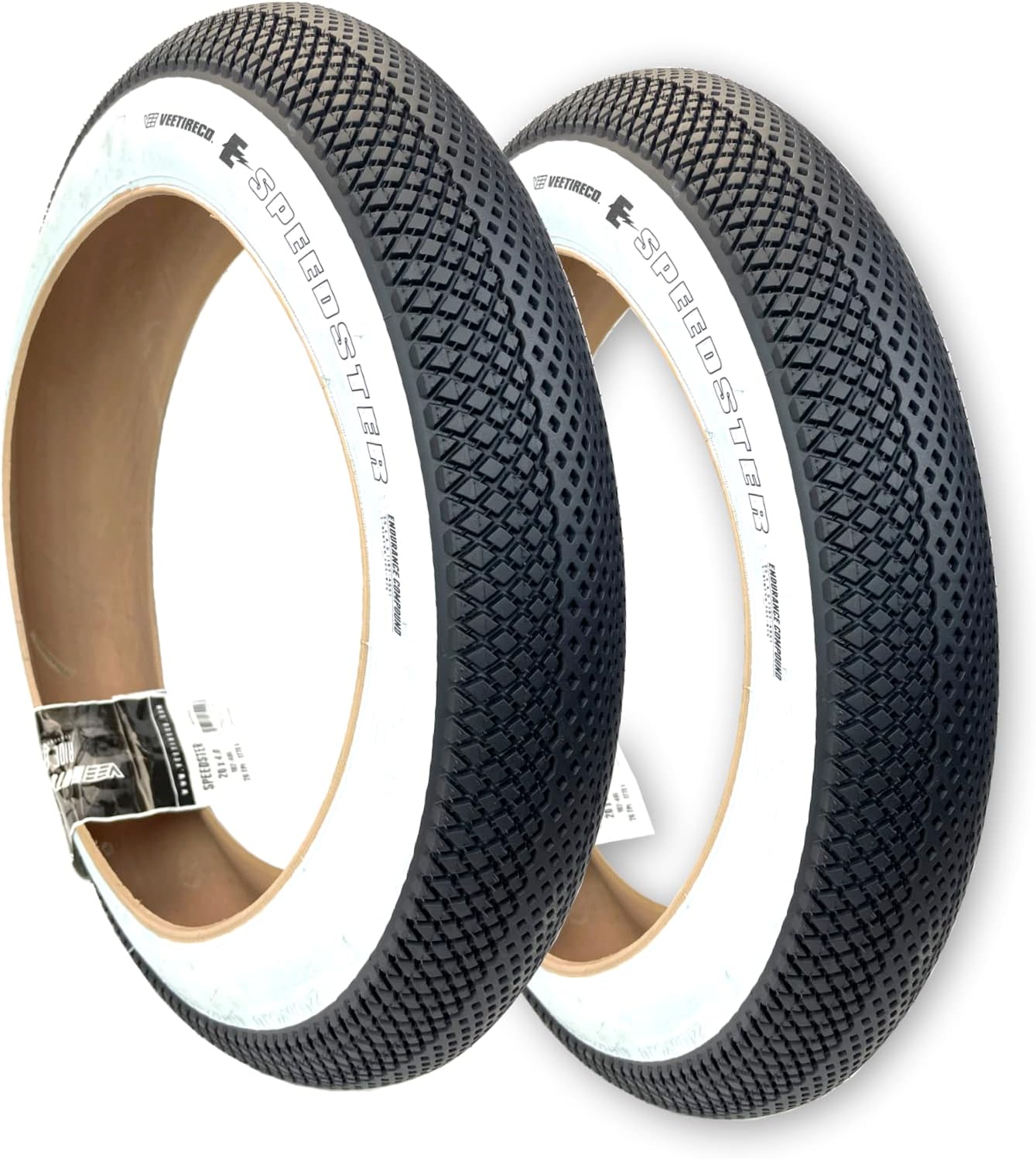 Two Vee Tire 20x4.0 White Wall Speedster Bike Tires E-Bike 50 Rated with Endurance Compound