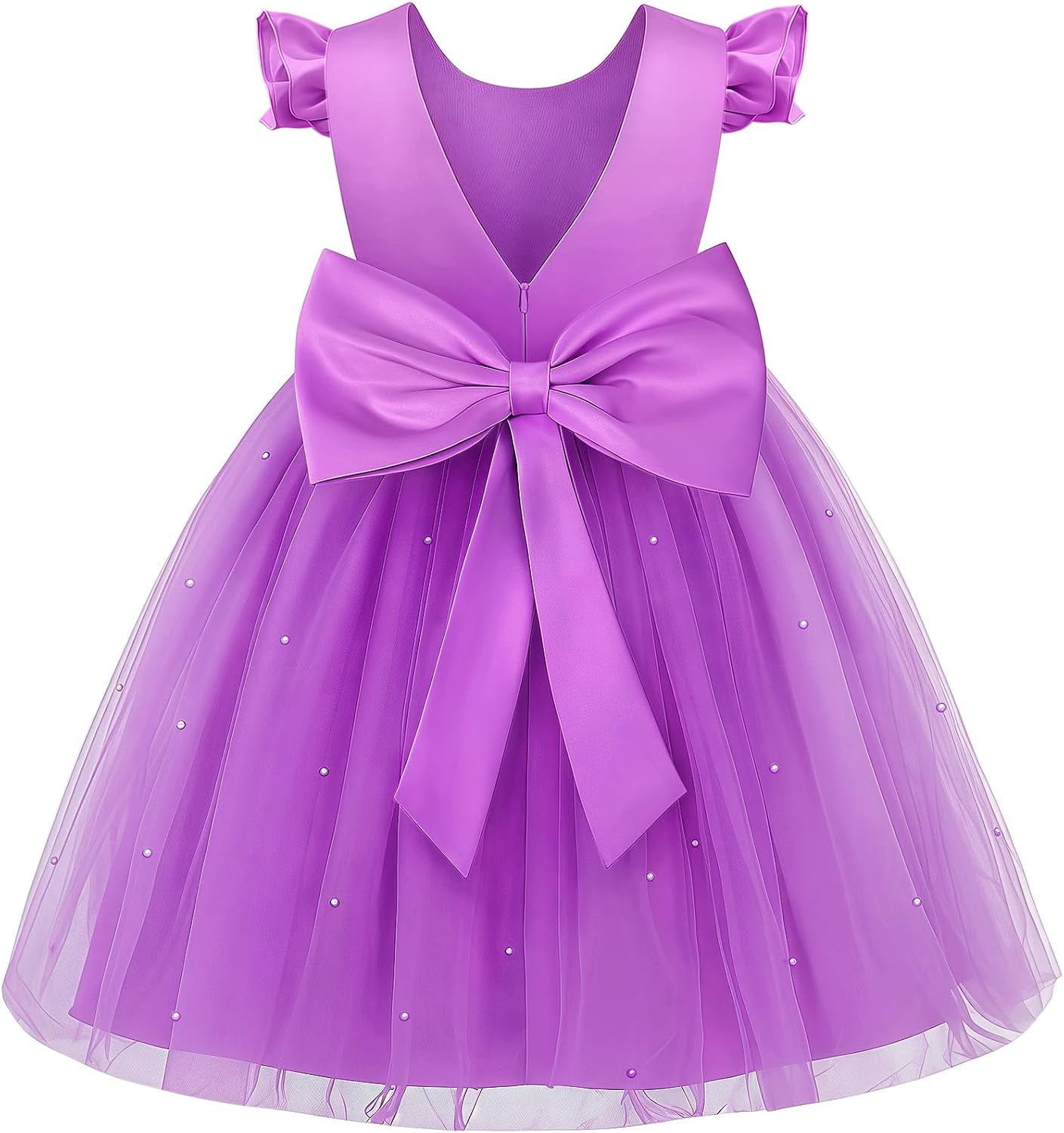 Flower Girl Dress Wedding Guest V-Back Satin Tulle Birthday Party Prom Ball Gown Kids Formal Dresses