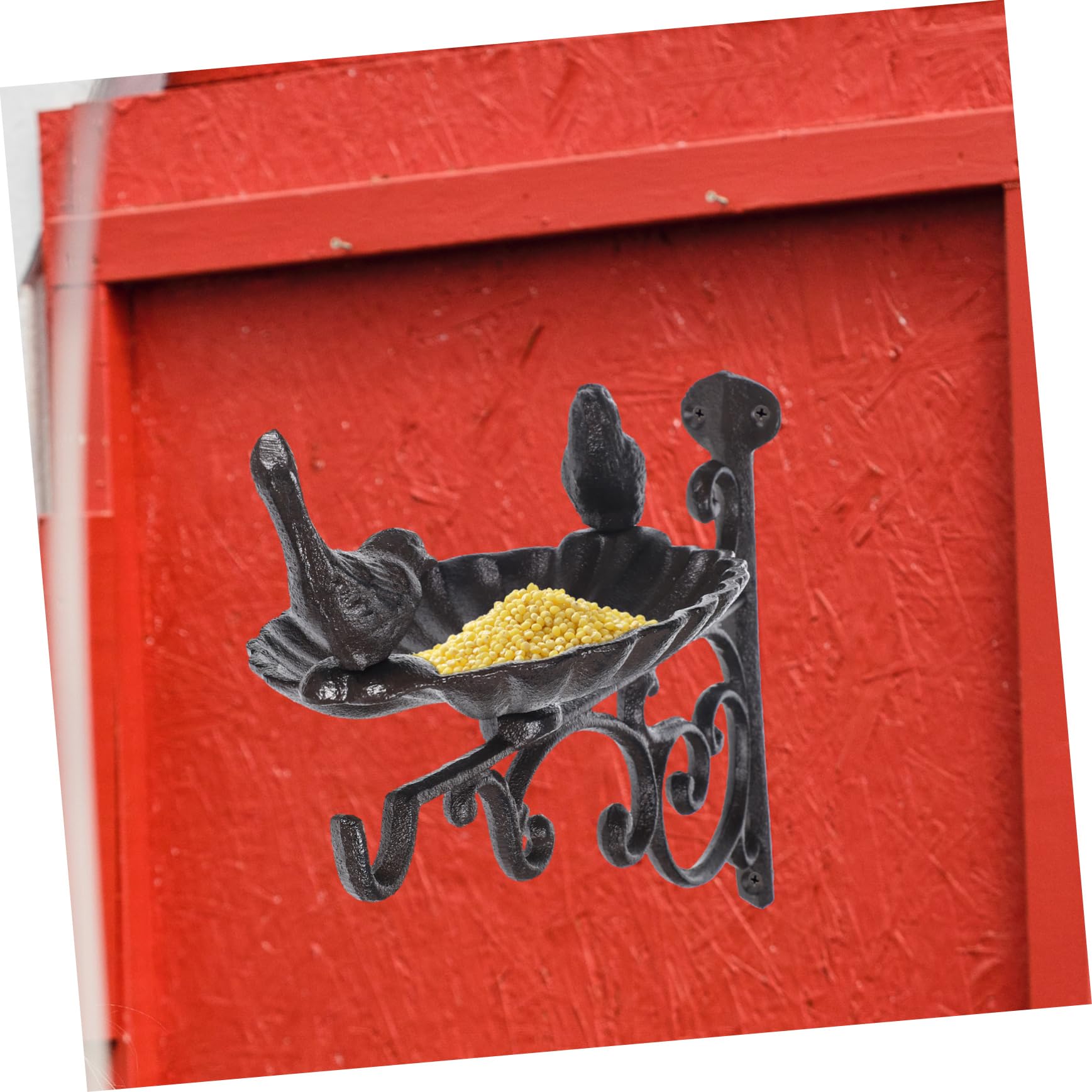 Comedero Para Pájaros De Hierro Diseño Decorativo y Cuenco Montaje Pared Accesorio De Jardín Para Alimentación y Bebedero De Aves Resistente
