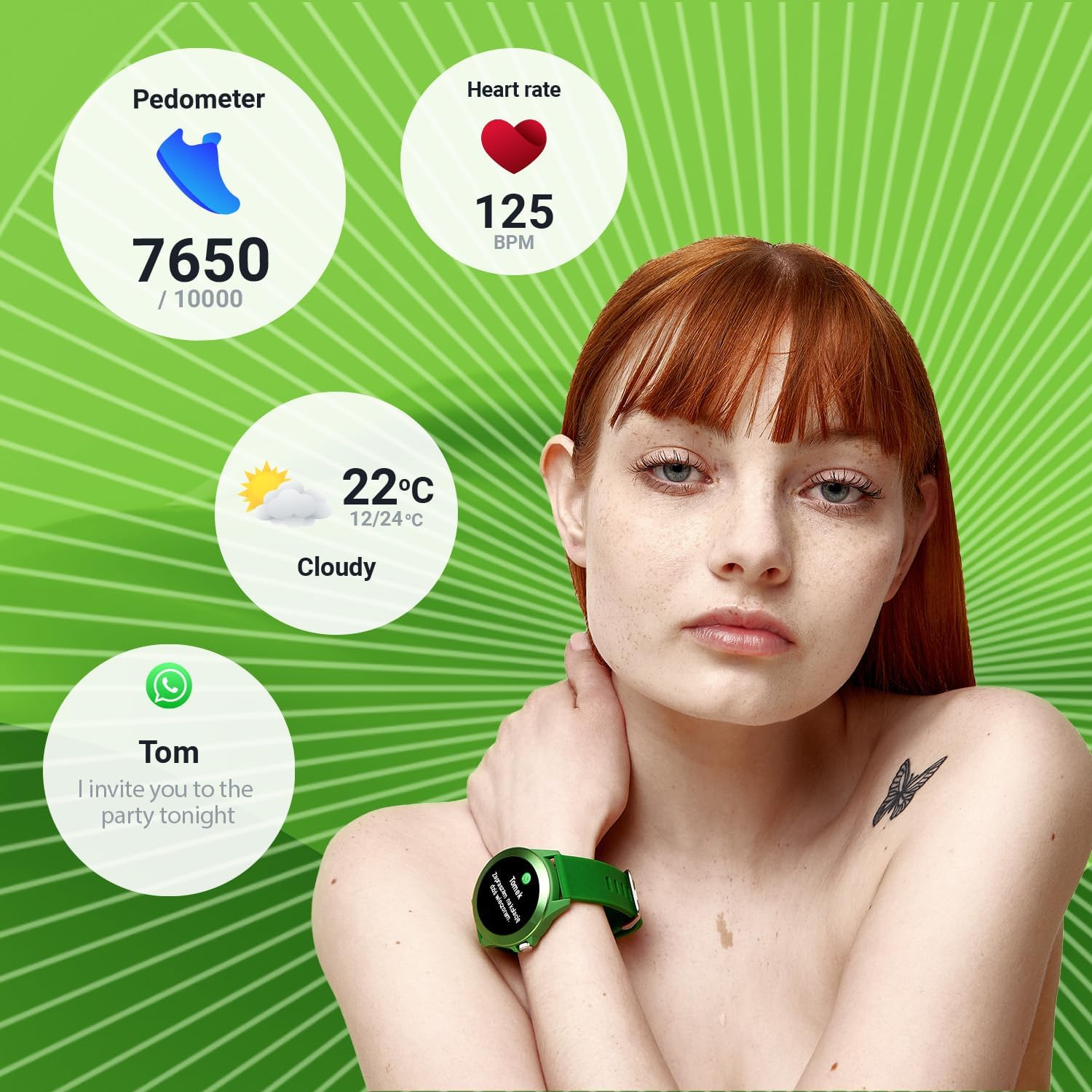 Smartwatch displaying fitness metrics