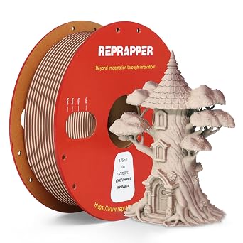 Reprapper Wood PLA 1.75 - Walnut & Natural Composite Filament, Infused with Real Wood Fiber for Sanding Staining, 1.75mm 3D Printing Filament, 1KG