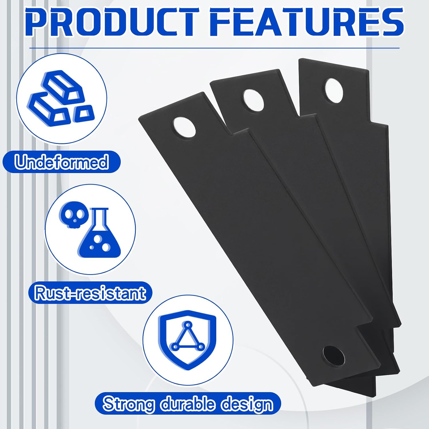Zonon 4 Pcs Door Strike Plate Filler with Screws Carbon Steel Strike Filler Plate T Blank 4-7/8 x 1-1/4 Inch Security Mounting Metal with Hole for Exterior Interior Latch Hardware Replacement (Black)