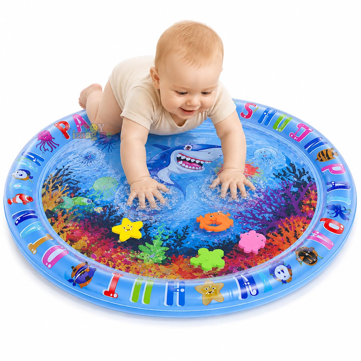 Toy Imagine Tummy Time Water Mat for Babies | Sensory Play Gym for 6-12 Months | Newborn Baby Essentials | Water-Filled Activity Mat | Baby Gifts | Pack of 1 (Round)-image-28
