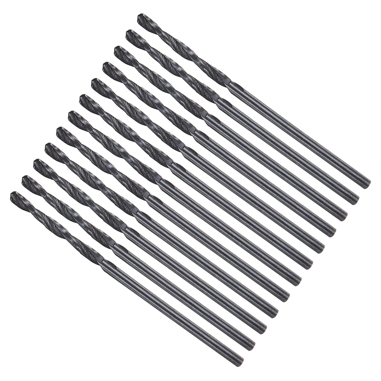 METALLIXITY 1.6mm Drill Bit (1/16") 12Pcs, 4241 High-Speed Steel Straight Shank Nitriding Black 118° for Wood Plastic Iron Copper Aluminum Low Soft Metal