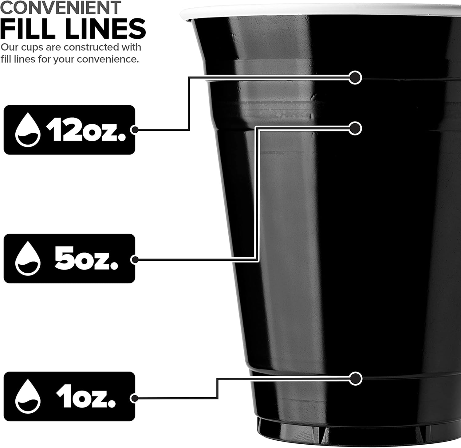 Stock Your Home Black Plastic Cups Disposable, 16oz (100 Count) Heavy-Duty, Large Party Cup Pack Bulk Pack for Drinking Punch, Soda, Wine, Beer, 4th of July, Halloween - Image 4