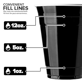 Stock Your Home Black Plastic Cups Disposable, 16oz (100 Count) Heavy-Duty, Large Party Cup Pack Bulk Pack for Drinking Punch, Soda, Wine, Beer, 4th of July, Halloween