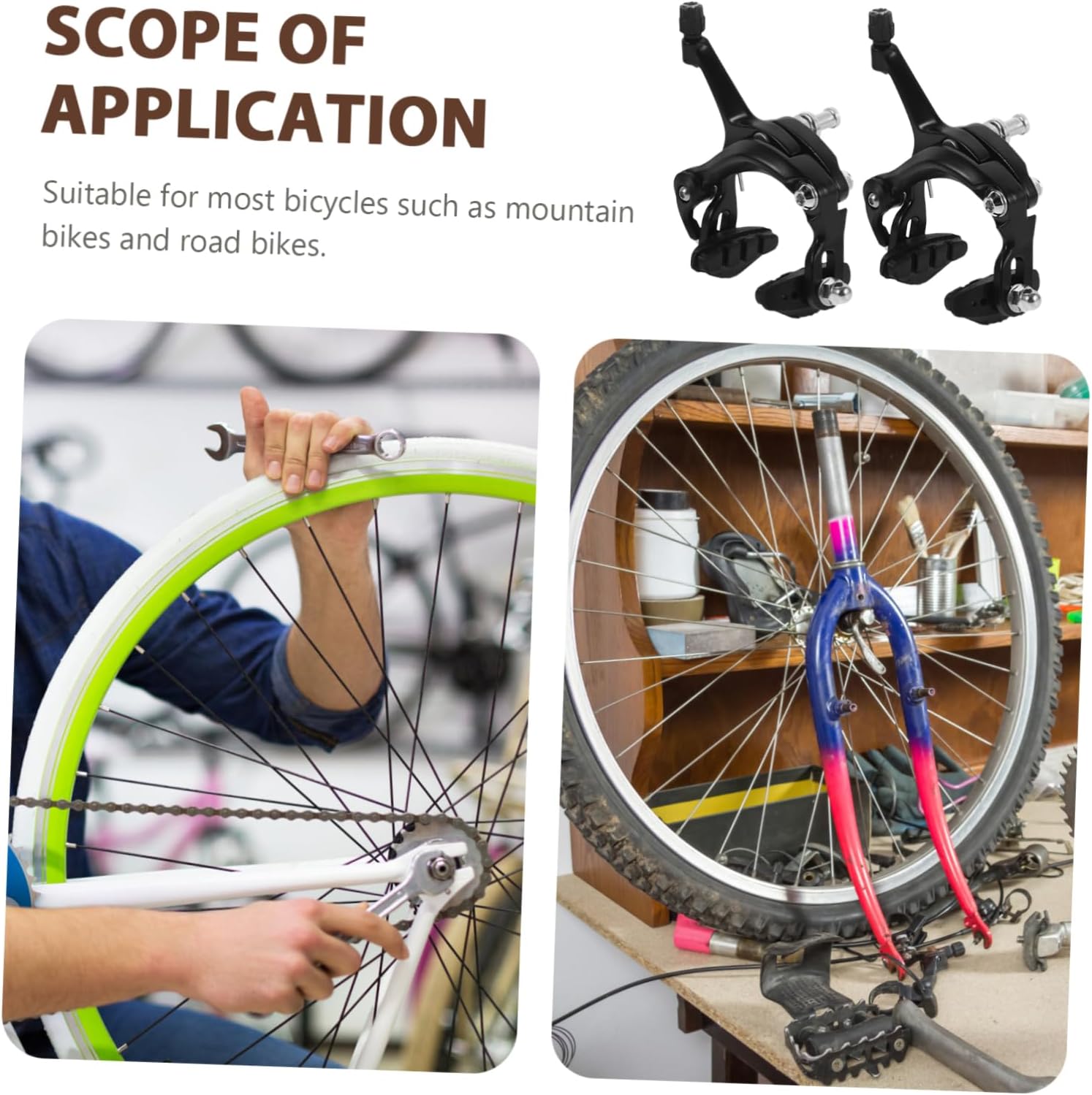 Mikinona Aluminum Alloy Bike Brake Calipers Set 2pcs Cycling Brakes Adjustable Front and Rear for Mountain Biking and Road Cycling