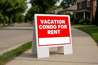 Vacation Condo For Rent Write On Me Red Folding Coroplast A-Frame with Double-Sided 23in x23in