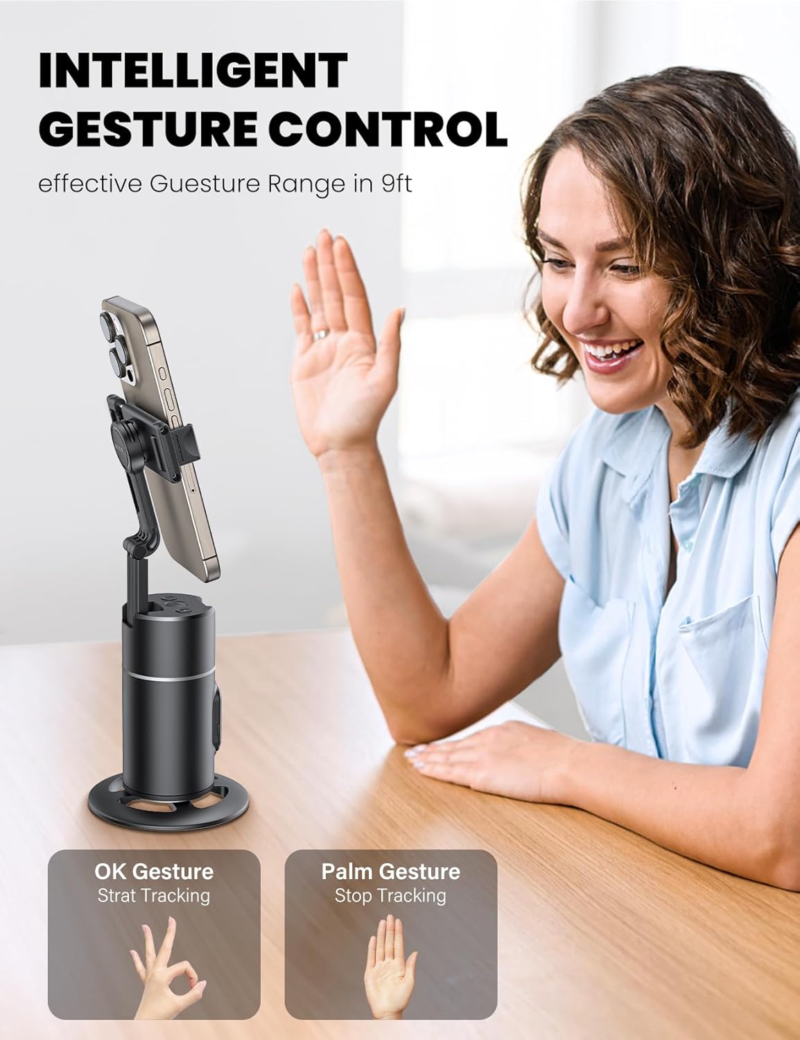 ANXRE Auto Face Tracking Tripod 360 Rotation【Newest Version】 No App Required Auto Face Tracking Tripod for Cell Phone Rotating Compatible with 4''-7'' iPhone Android Phone Holder for Vlog Live Stream