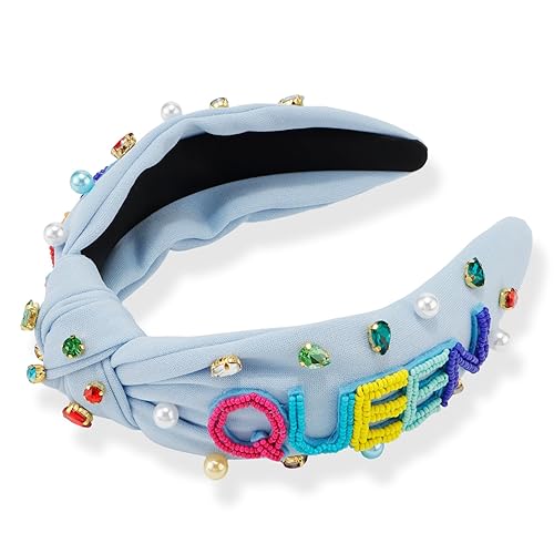Miniatura 4 de Diadema de cumpleaños Queen para mujeres y niñas, regalos de cumpleaños para mujeres, diadema anudada con cuentas de colores para mujeres, diadema