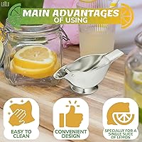 Vista 5 de Exprimidor de Limón Bird con Boca de Vaciado - Exprimidor Cítrico Manual Prensa de Frutas de Mano para Limones y Limas De Acero Inoxidable