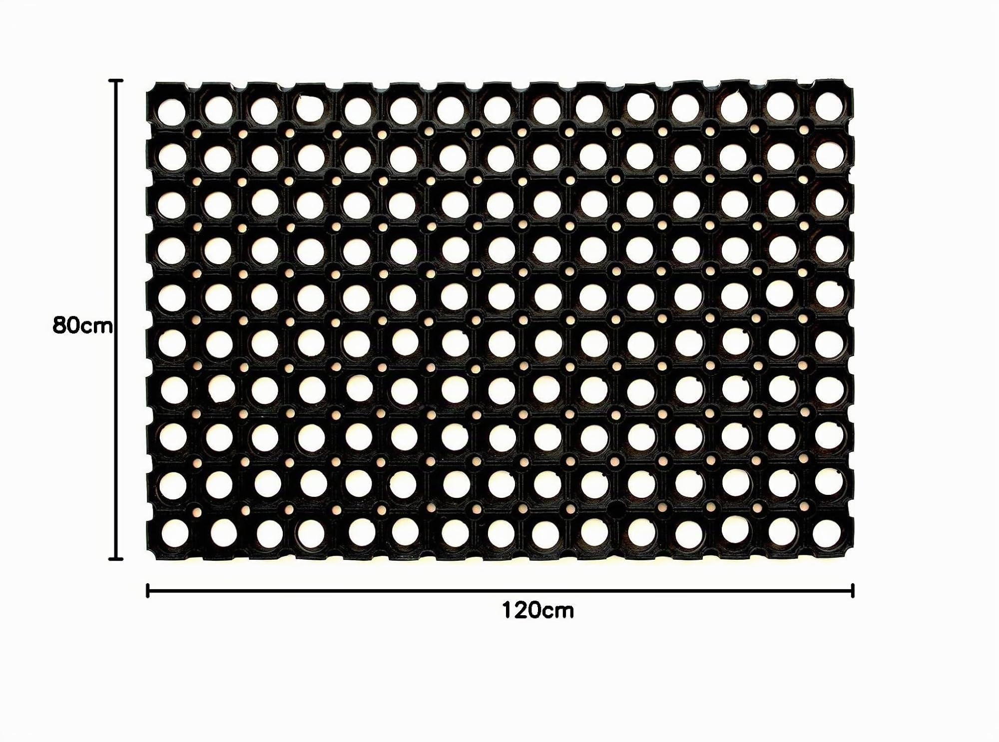 OLIVO.shop - Felpudo Robusto de Goma para Exteriores, Lluvia, Drenante, Perforado, Alfombra Antideslizante a Rejilla para Exterior (80 x 120 cm)