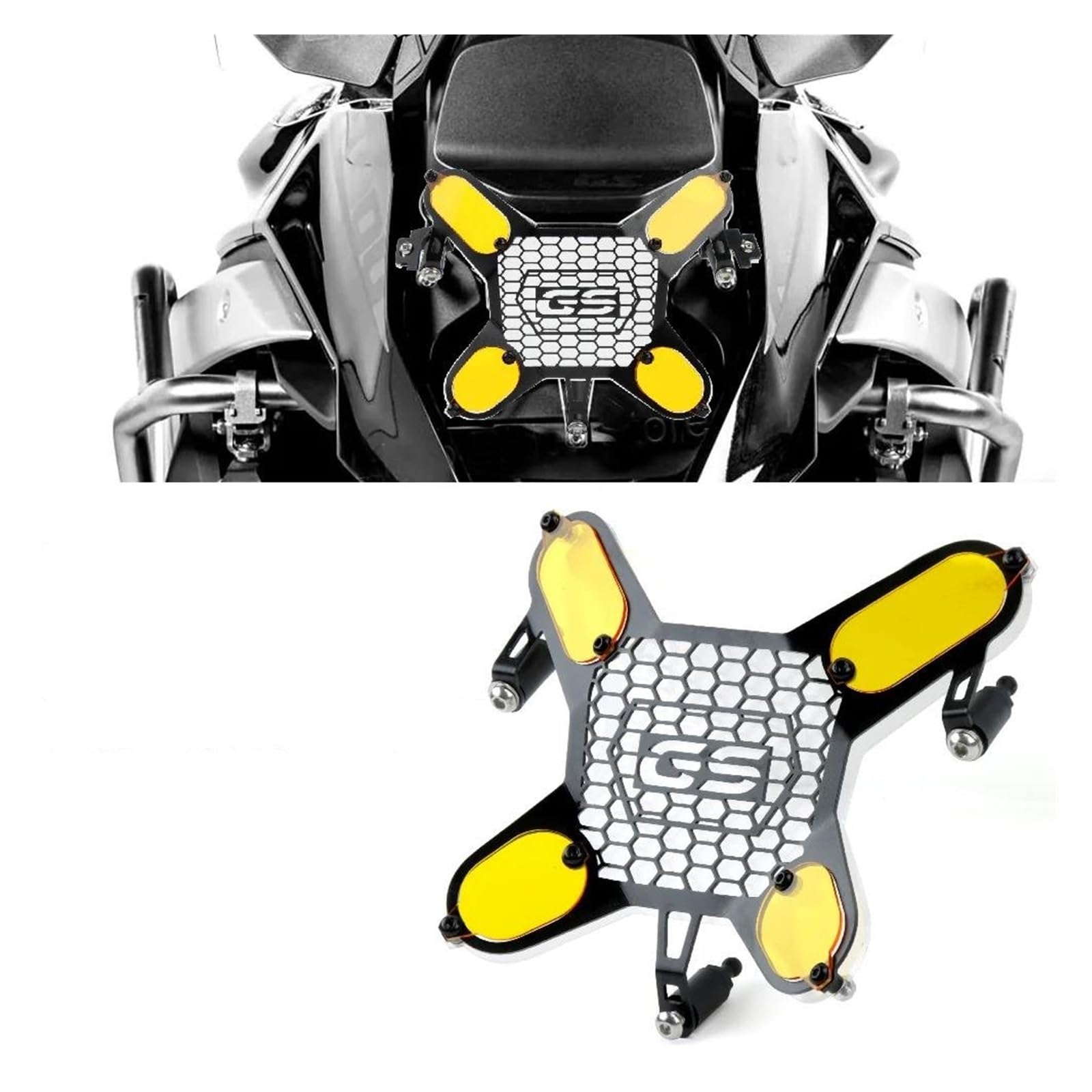 Verbessertes Motorrad-Scheinwerferschutz, Scheinwerferschutzabdeckung Für R 1300 GS R1300 GS GS1300 R 1300GS R1300GS 2023 2024 Scheinwerfer-Lampengitter Teil(Gelb)